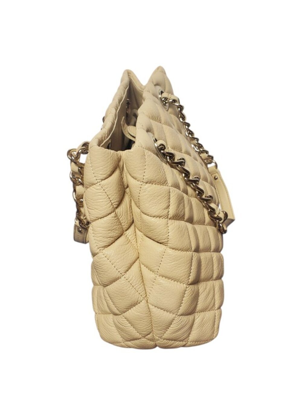 Kate Spade Georgina Quilted Leather W/Chain Link Strap Tote Bag W/Multiple Cream - Picture 15 of 16